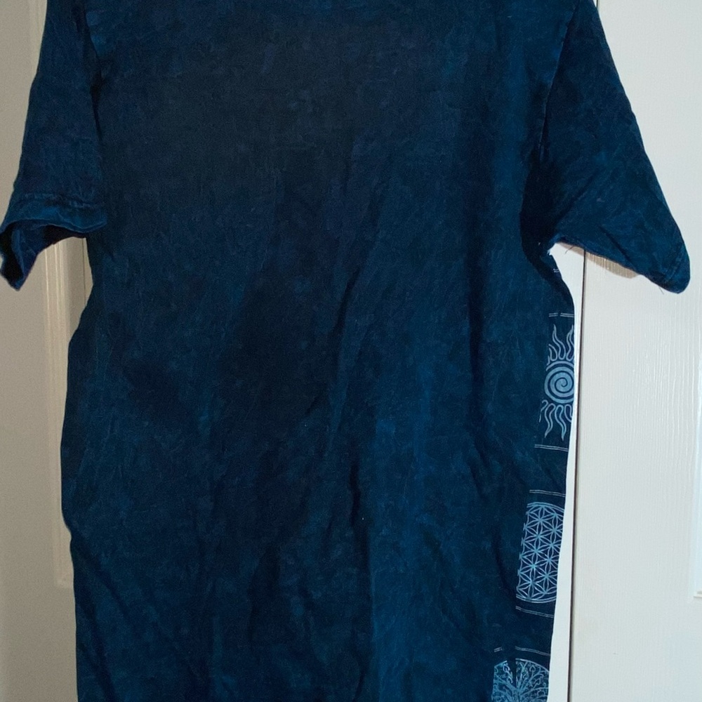 Rising International Men T-shirt S Spiritual Block Symbols Blue Graphic AA14 - Picture 6 of 6